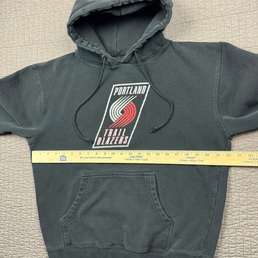 Y2K Adidas Portland Trail Blazers Hoodie Men Medium Black NBA Sports Sweatshirt